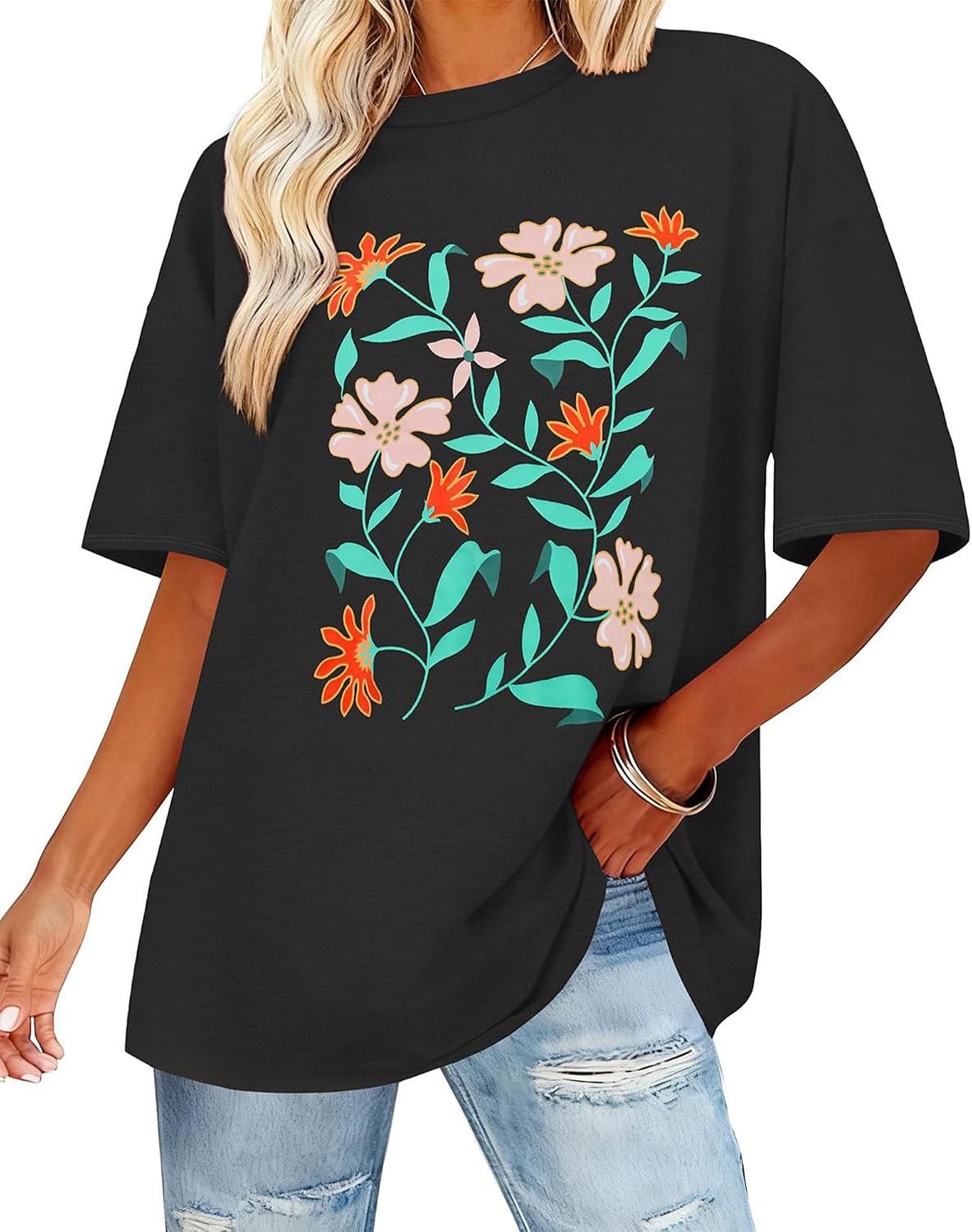 Womens Oversized T Shirts Loose Fit Graphic Tees Summer Casual Short Sleeve Tops 2026