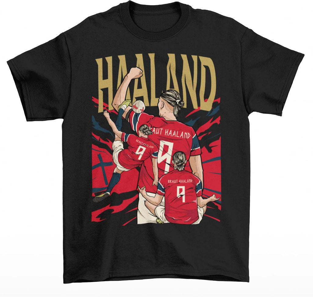 RatTrapTees Erling Haaland Cartoon Style Norway Football T-Shirt Adult Sizes