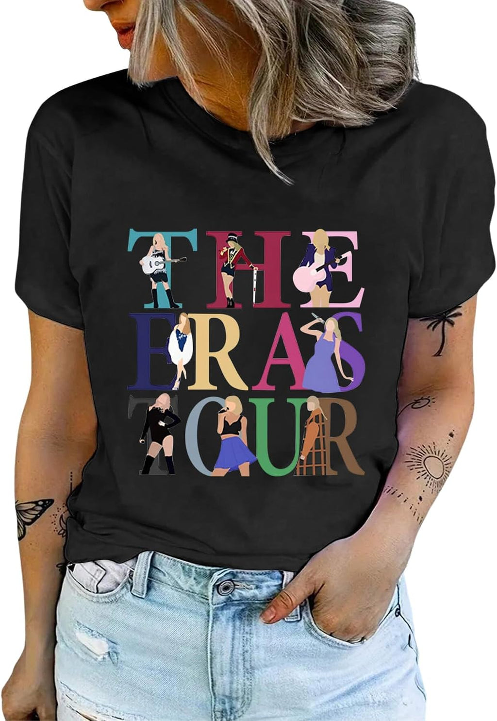 Graphic Tees for Women - Music Festival World Tour Top Cat Shirt Fan Casual Letter Print Country Concert Outfits