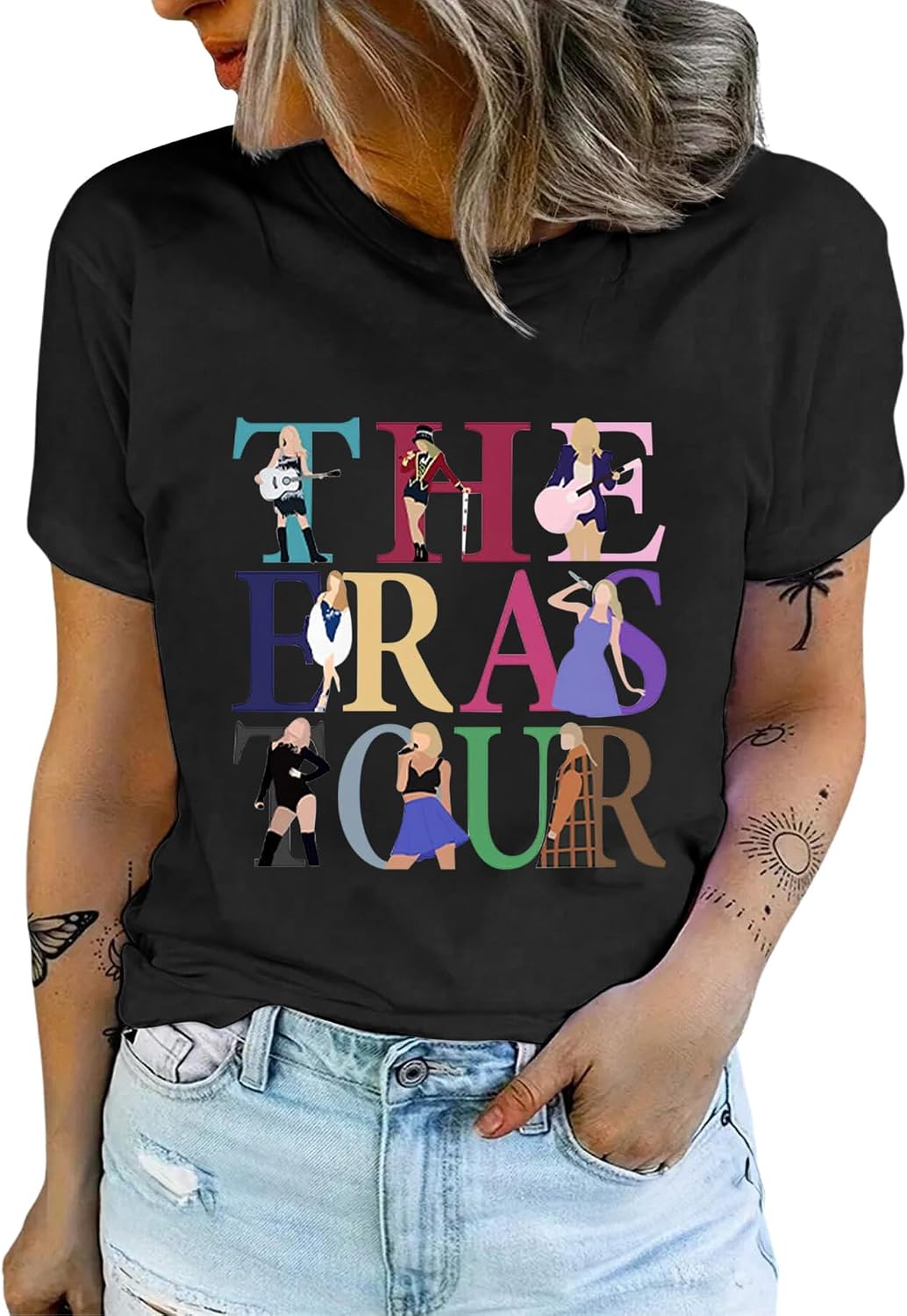 Graphic Tees for Women - Music Festival World Tour Top Cat Shirt Fan Casual Letter Print Country Concert Outfits