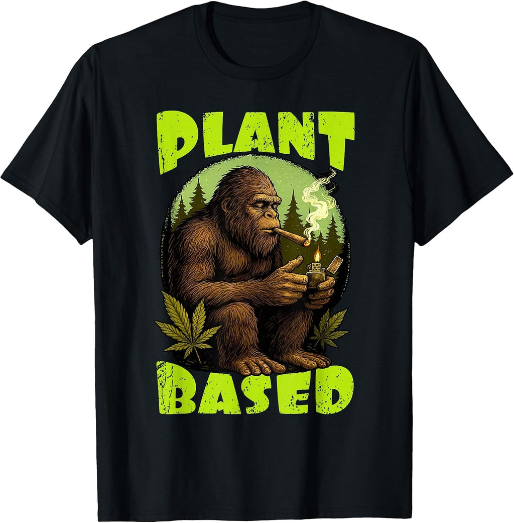 Cannabis Weed Lover Bigfoot Smoking Stoned 420 Plant A Based T-Shirt