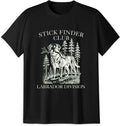 Labrador Hiking T-Shirt, Dog Lover Gift | Stick finder club Labrador graphic for dog lovers, hiking fans, camping trips, outdoorsy owners, and casual gifts.