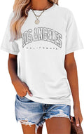 TAKEYAL Women Los Angeles Graphic T Shirts California Letter Print Short Sleeve Tee Loose Casual Tops
