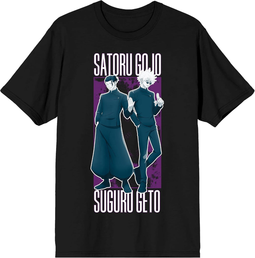 Jujutsu Kaisen Gojo & Geto Adult Black Crew Neck Short Sleeve T-shirt