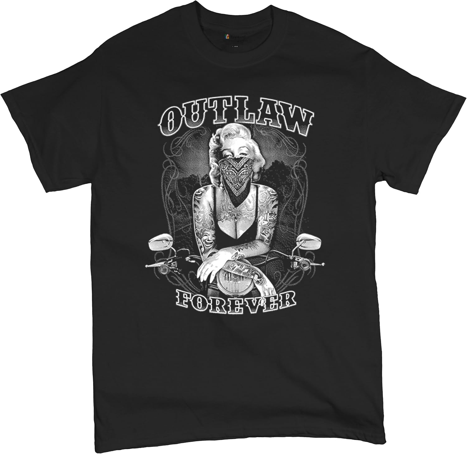 Marilyn Hollywood Glamour Legend Starlet Outlaw Forever T-Shirt Biker Live to Ride Motorcycle Men's Tee