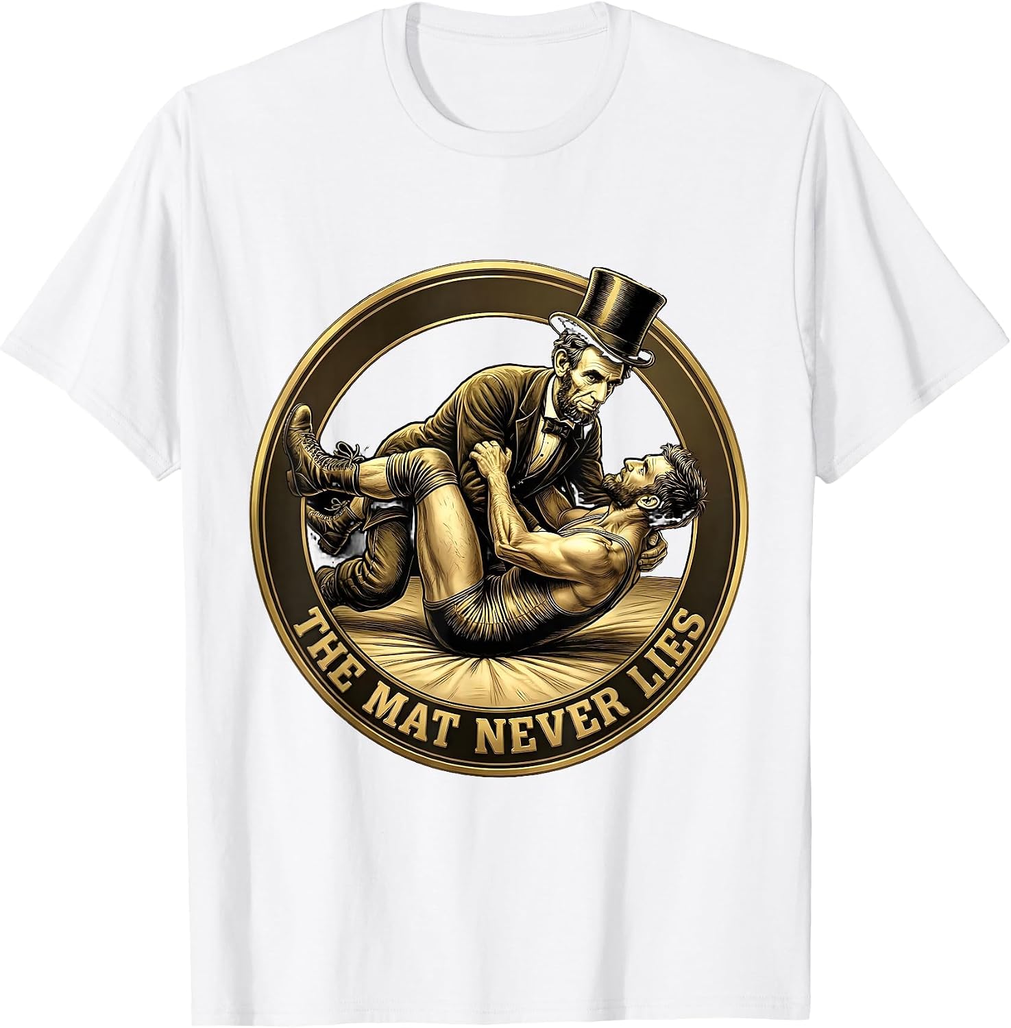 The Mat Never Lies Wrestling Graphic Design T-Shirt