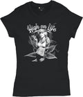 High on Life T-Shirt Marilyn Hollywood Glamour Legend Starlet Holding a Joint 420 Pop Culture Women's Tee