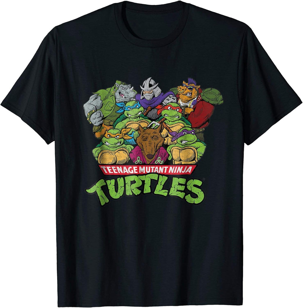 Retro TMNT Woodblock Villains & Heroes T-Shirt T-Shirt
