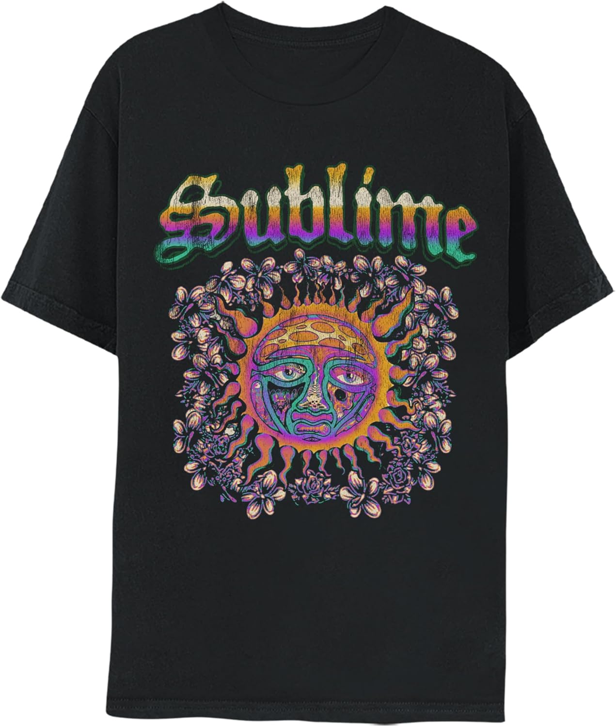 2Bhip Sublime Sun Logo Vintage Style Graphic T Shirt Black | Officially Licensed Sublime Merch, 100% Cotton Crewneck, Unisex, Short Sleeve Graphic Tee, 90s Ska Punk Vintage Style