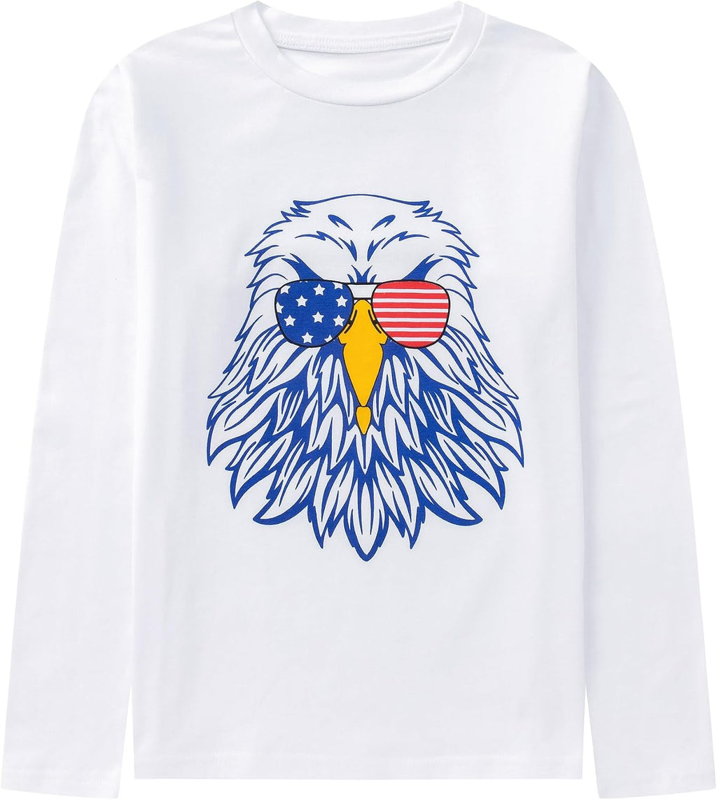 Long Sleeve Shirts for Boys Girls, Funny Graphic Tee Shirt 7-14Y
