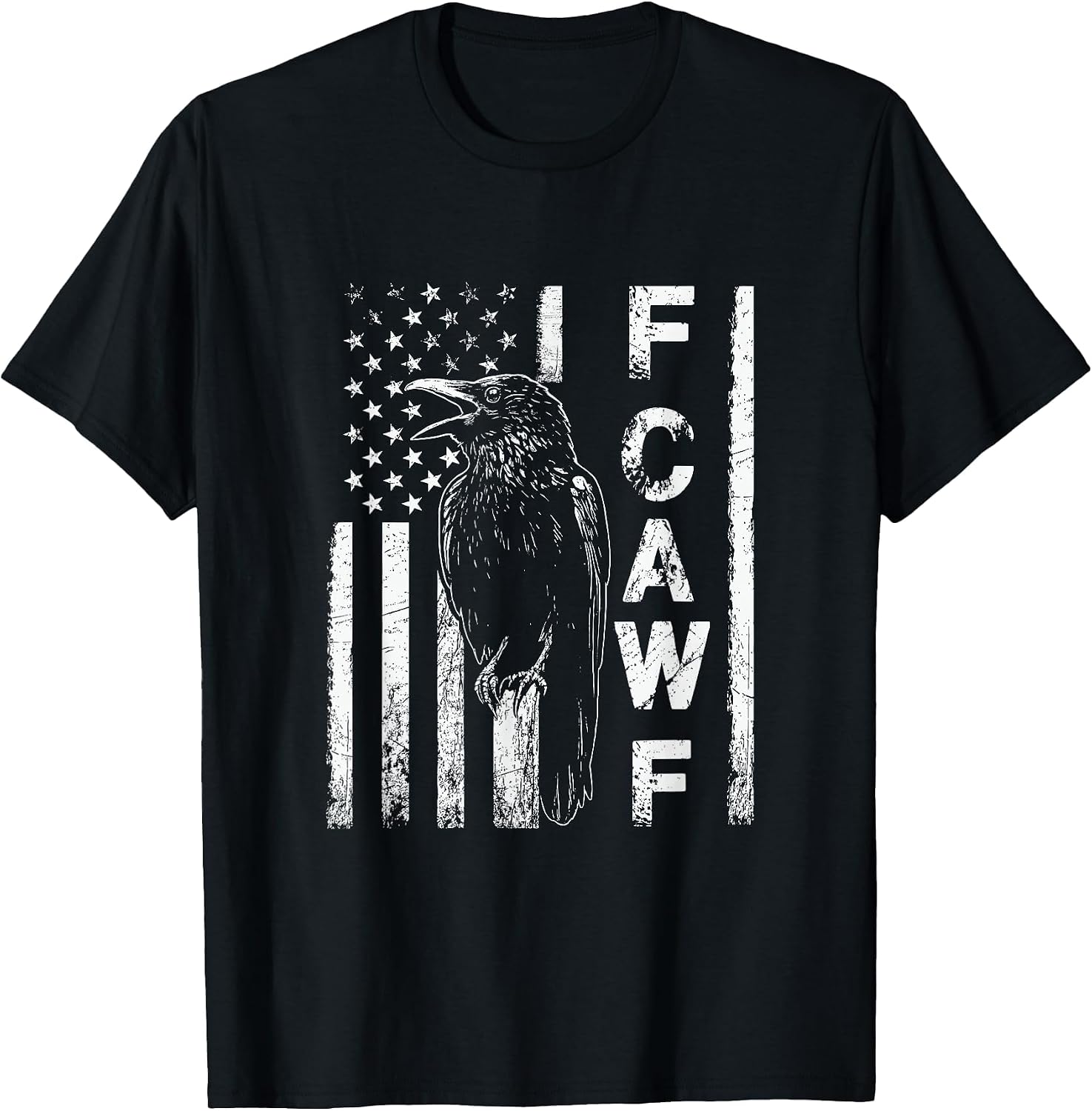 Funny F CAW F Crow with USA Flag T-Shirt