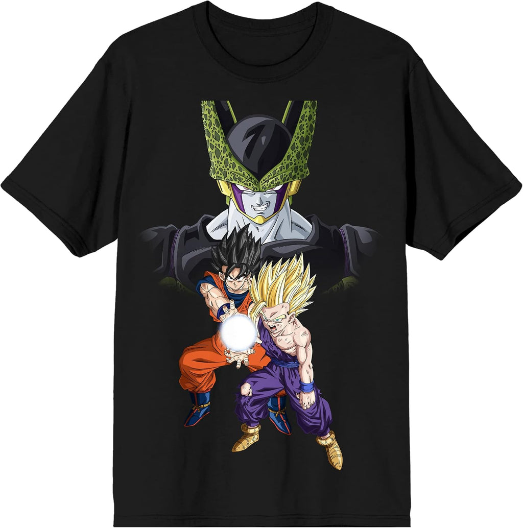 Dragon Ball Z Cell Goku and Gohan Men's Black T-Shirt