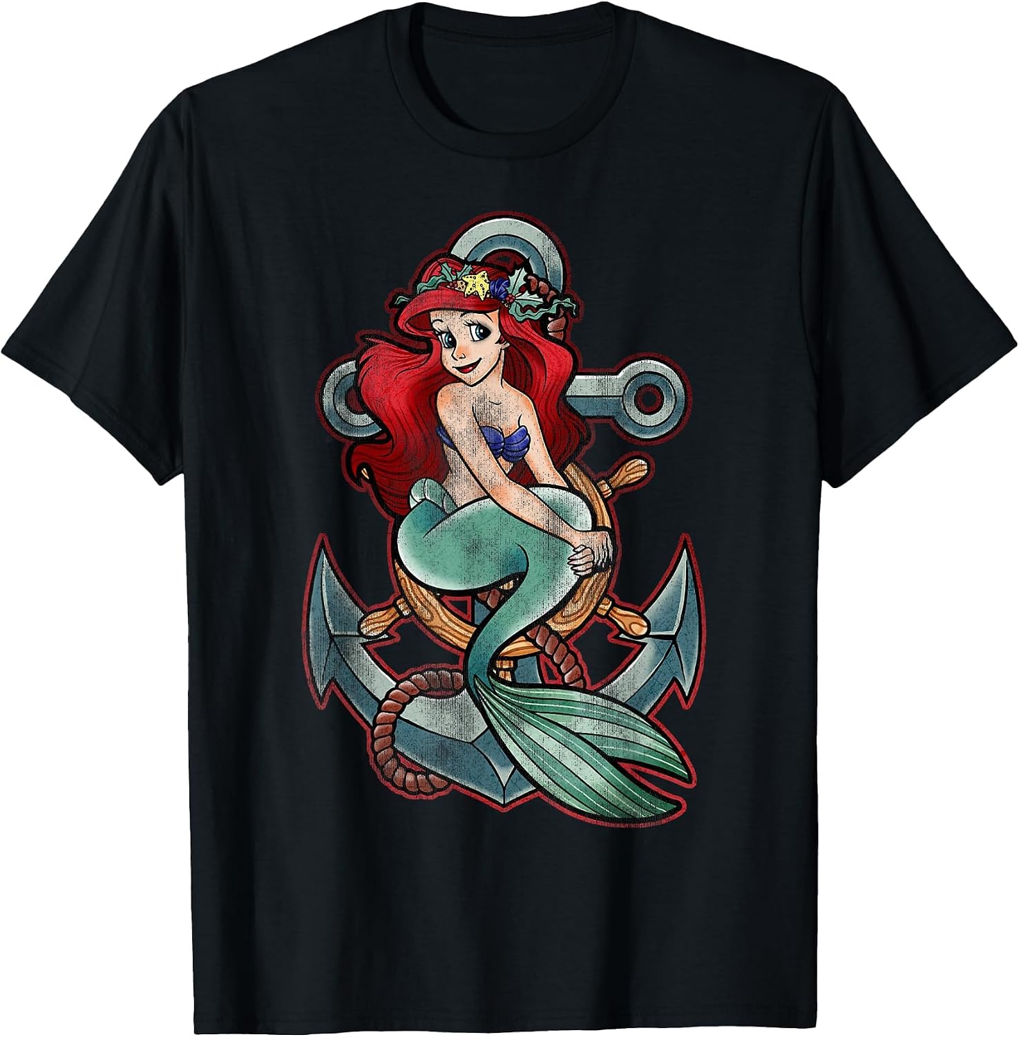 Disney The Little Mermaid Vintage Ariel Anchor Vintage Style T-Shirt