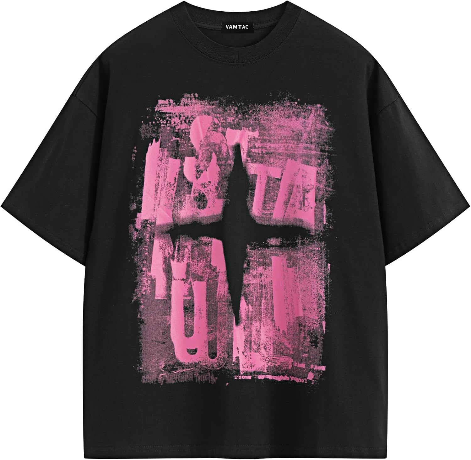 Vamtac Men's Oversized Letter Graphic T Shirt Y2K Vintage Tee Loose fit Urban Tee Streetwear Fashion Cotton Shirt