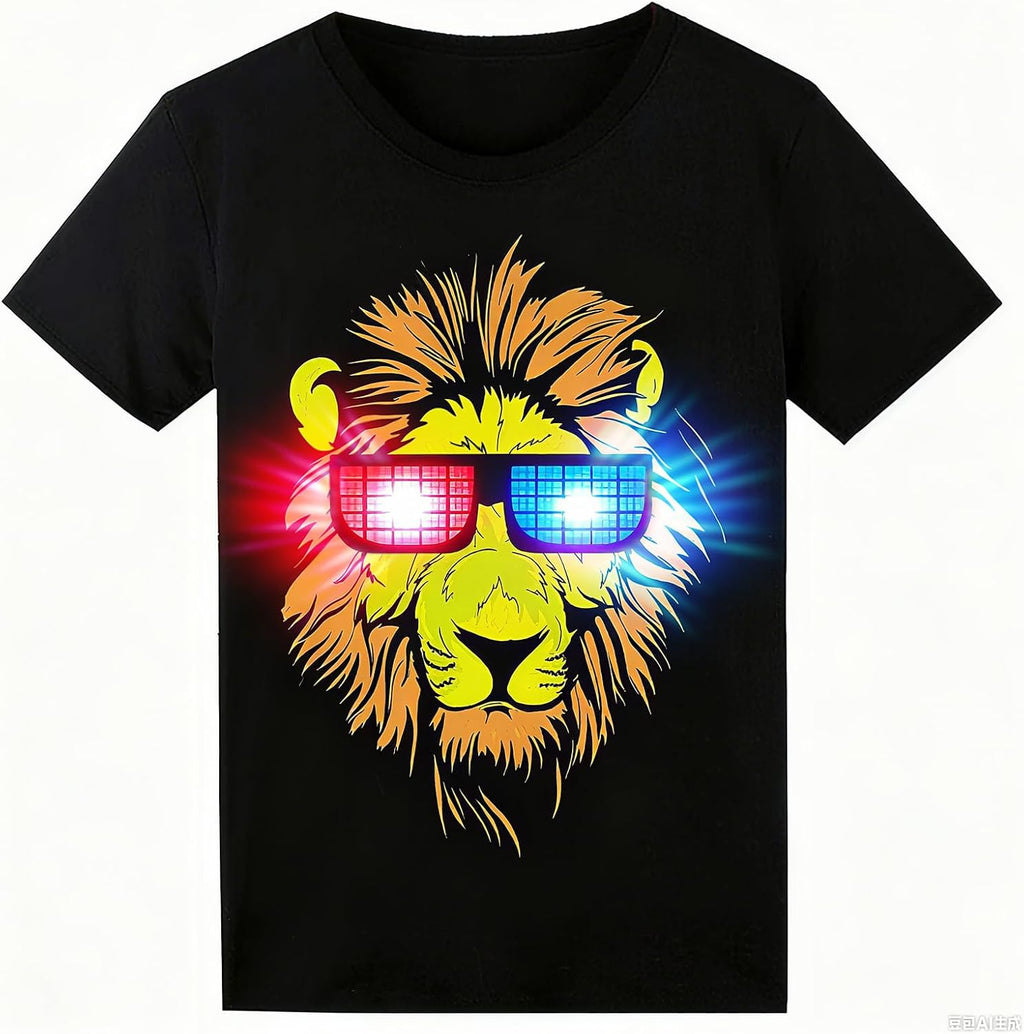 Sound Activated LED T-Shirt for Men Glow in The Dark Light Up Rave Shirt