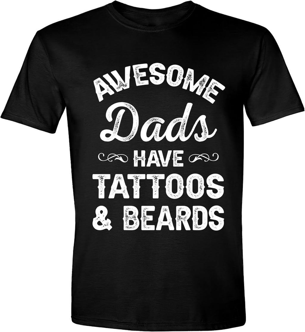 Simple Guy Awesome Dad Have Tattoos and Beard - Tattoo Shirts for Men Sarcastic T Shirts for Men Fathers Day Dad Shirts