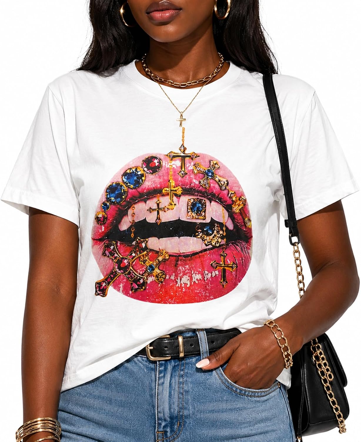 Cute Graphic Tees for Women Y2K Tops 2000s Tshirts Streetwear Baggy Shirts Teen Outfits