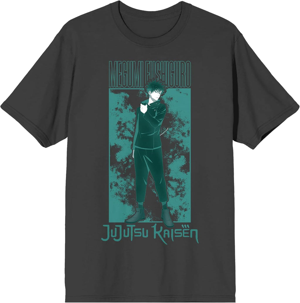 Bioworld Jujutsu Kaisen Megumi Fushigoro Adult Charcoal Crew Neck Short Sleeve T-Shirt