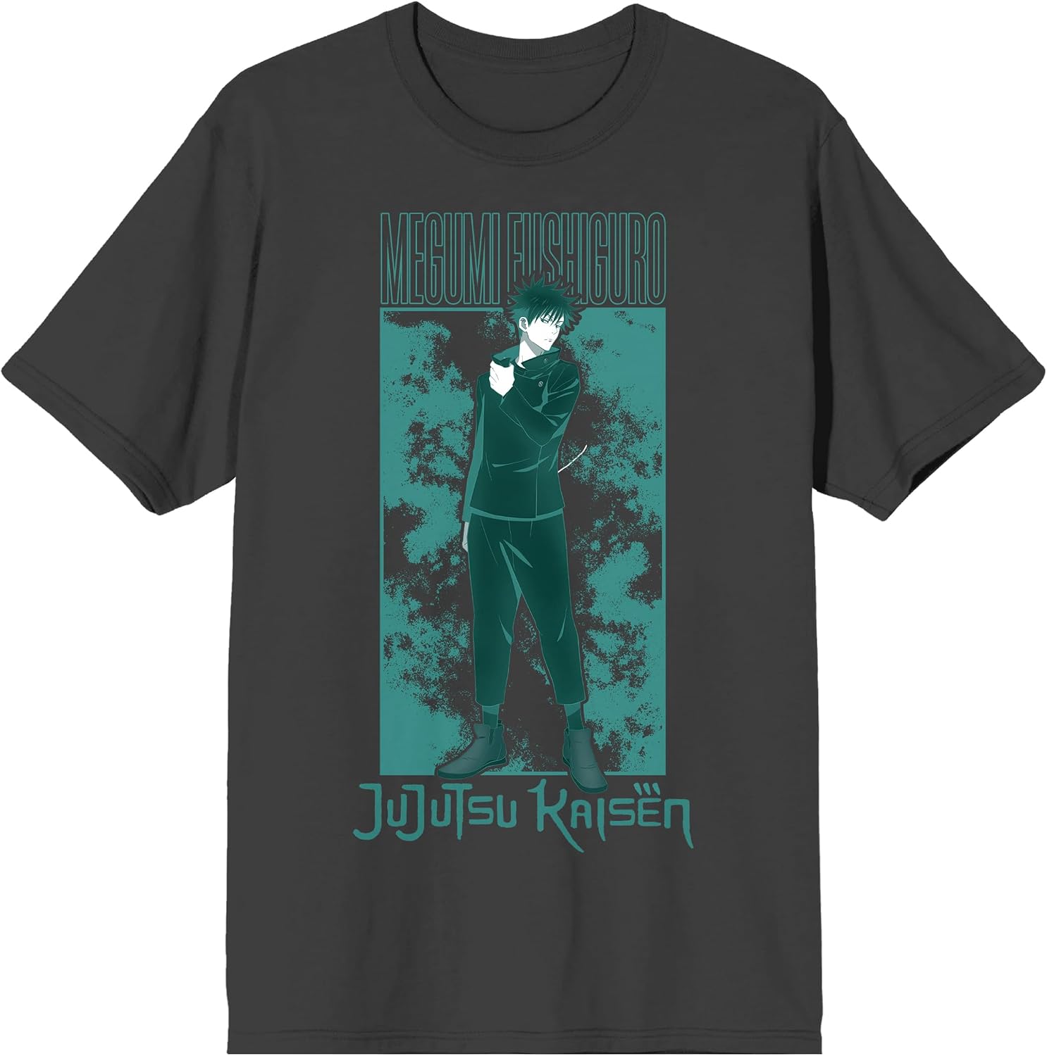 Bioworld Jujutsu Kaisen Megumi Fushigoro Adult Charcoal Crew Neck Short Sleeve T-Shirt