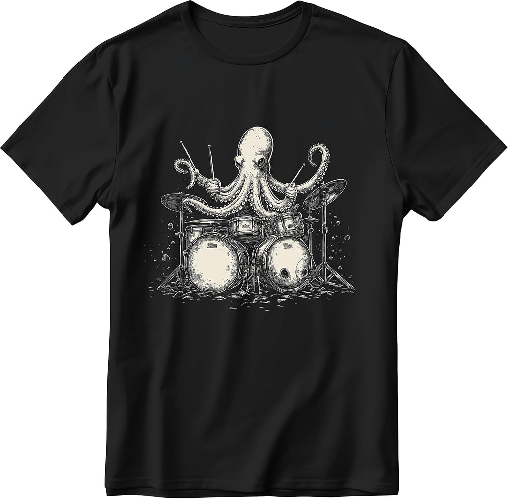 Octopus Drummer Shirt Vintage Music Lover Tee for Men Gift for Father's Day Birthday