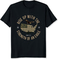Rise Up with The Strength of an Eagle Shirt for Men Christian Patriotic USA Isaiah 40:31 Faith American Flag Graphic Tee