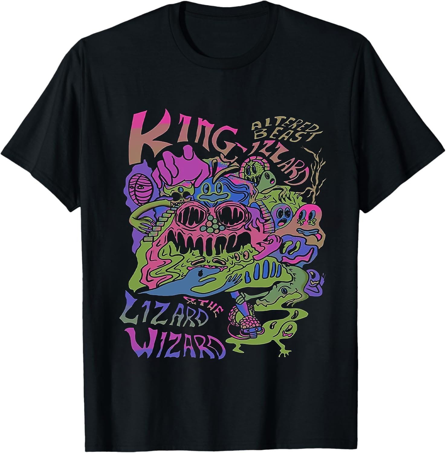 Psychedelic Rock Album Art Tee - Retro Monster Collage Graphic Shirt - 100% Cotton Crewneck Streetwear