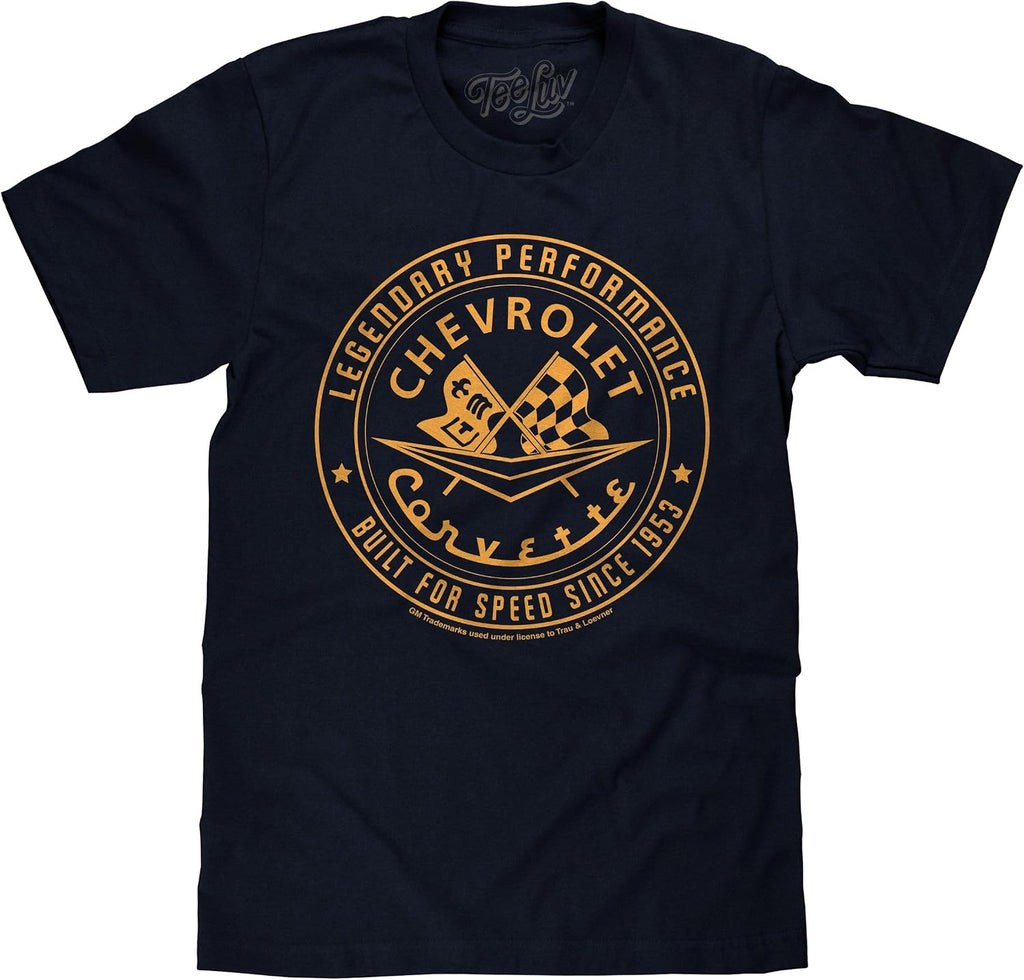 Tee Luv Men's Chevrolet Corvette Built for Speed Since 1953 Car Emblem T-Shirt