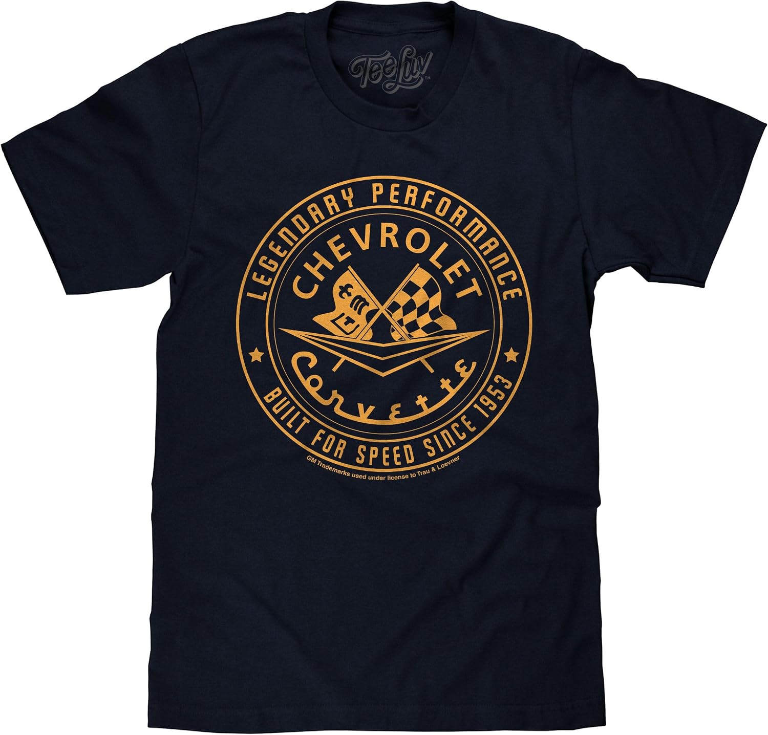 Tee Luv Men's Chevrolet Corvette Built for Speed Since 1953 Car Emblem T-Shirt