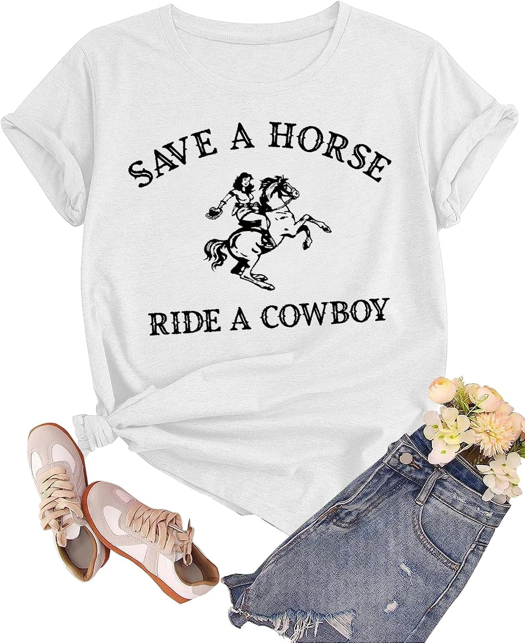 Womens Nashville Western Rodeo Cowgirl Vintage Graphic Band Tee T Shirt Short Sleeve Casual Summer Tops Outfits