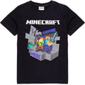 Minecraft T Shirt Boys Alex Steve Sword Black Game Short Sleeve Top