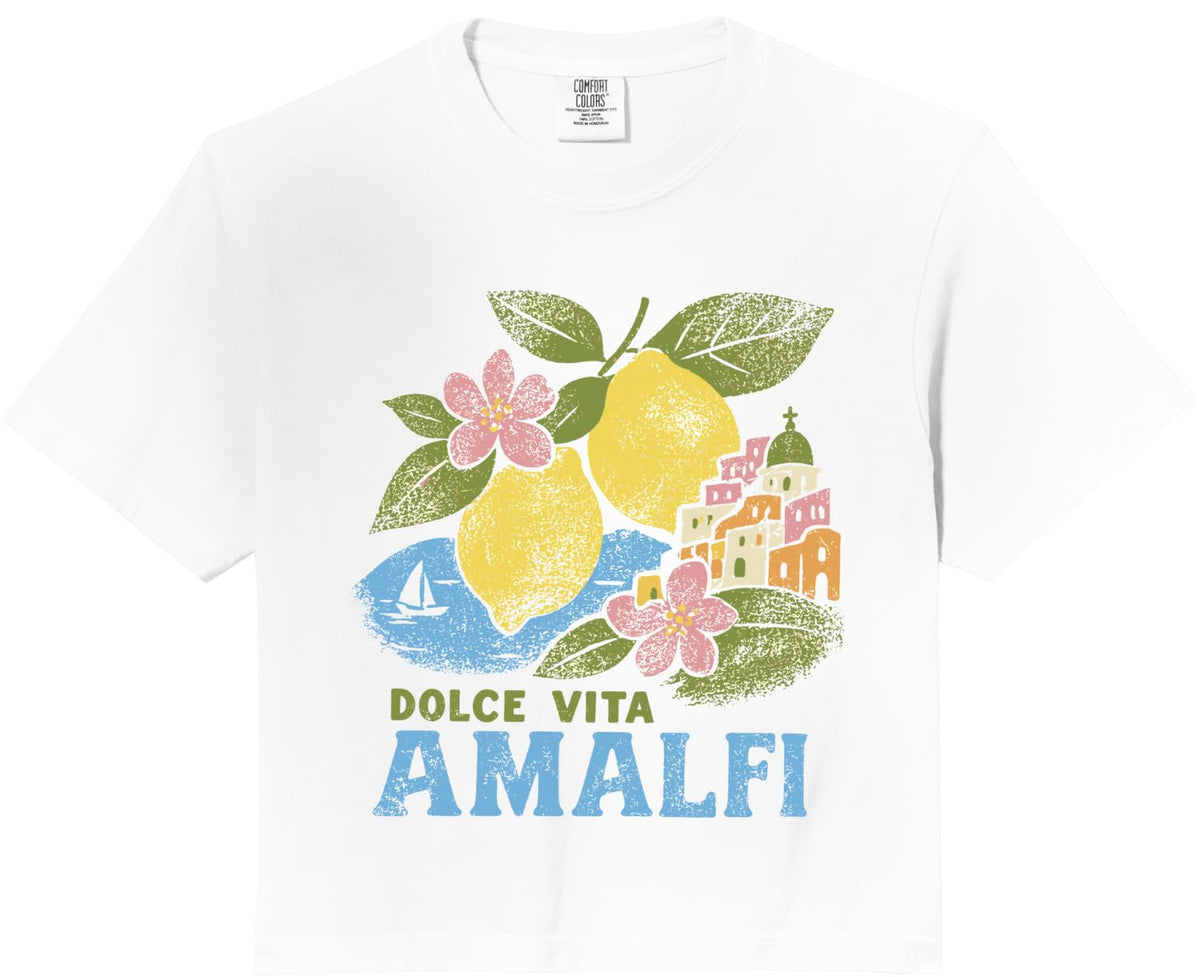 Amalfi Retro Vintage Italian Coast Travel Comfort Colors Crop Top