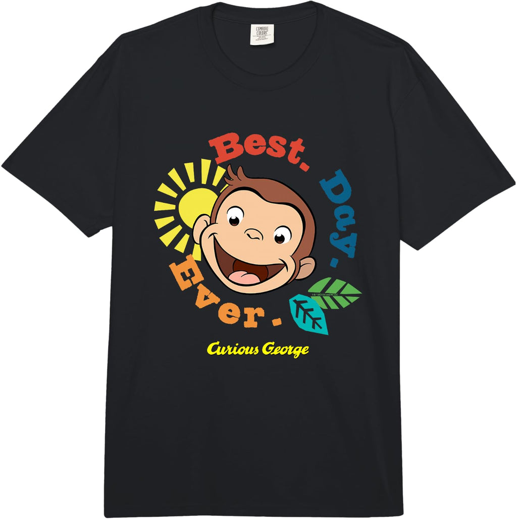 Curious George Best Day Ever Smile Comfort Colors Adult Heavyweight T-Shirt