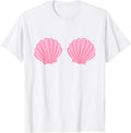Mermaid Pink Seashell Bra Cartoon Graphic T-Shirt