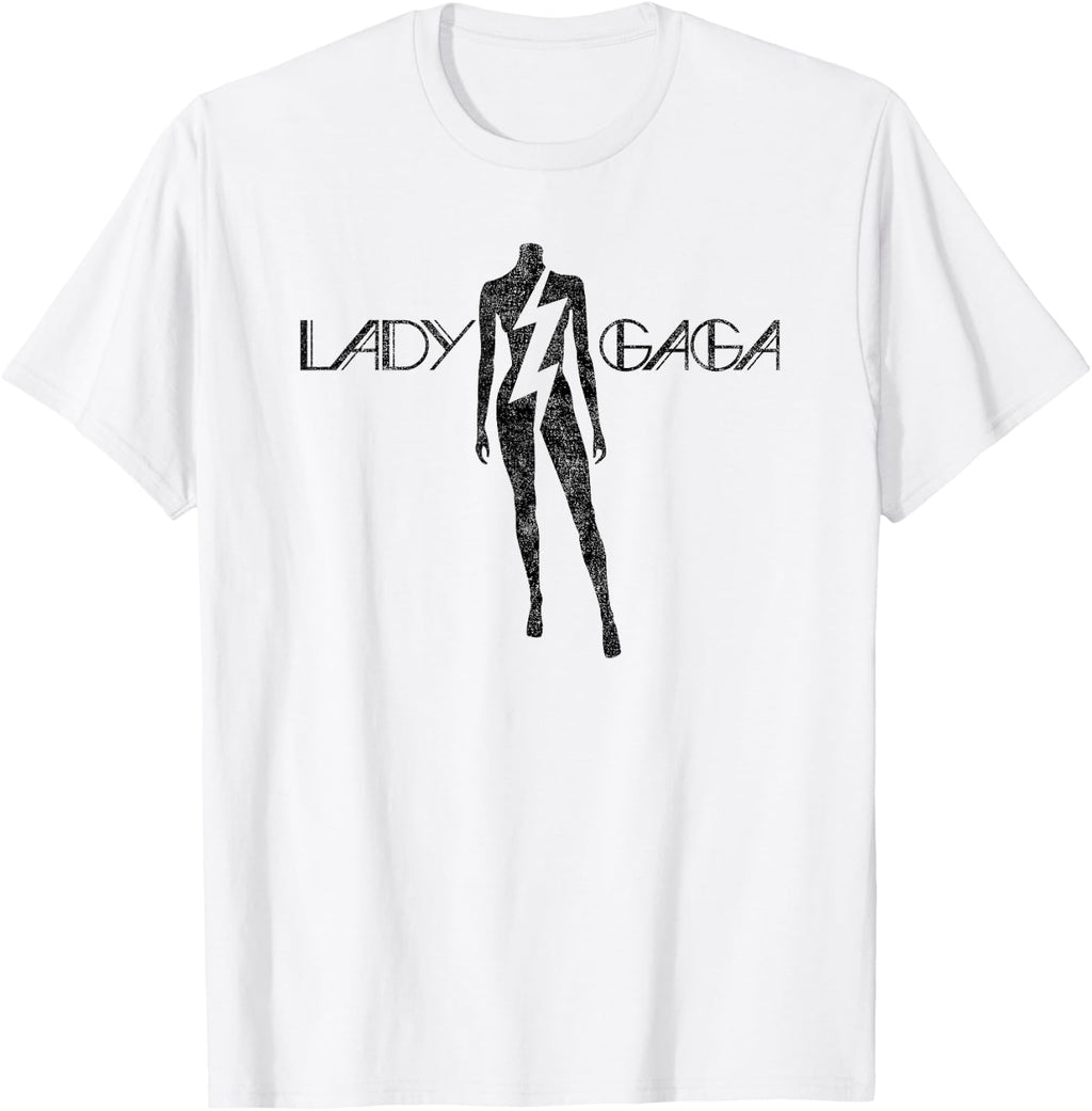 Official Lady Gaga Lightning Black Logo T-Shirt