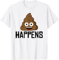 Miftees Unisex-Adults Blue Cartoon Shit Happens T-Shirt - Small