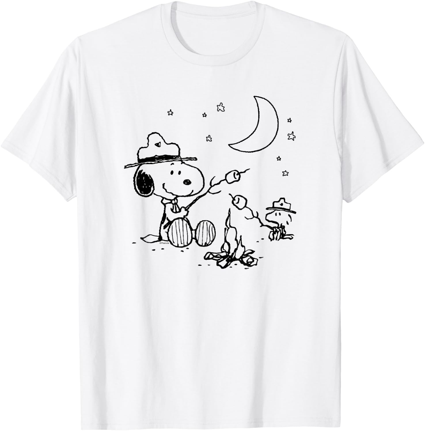Peanuts - Snoopy and Woodstore Camping with Smores T-Shirt