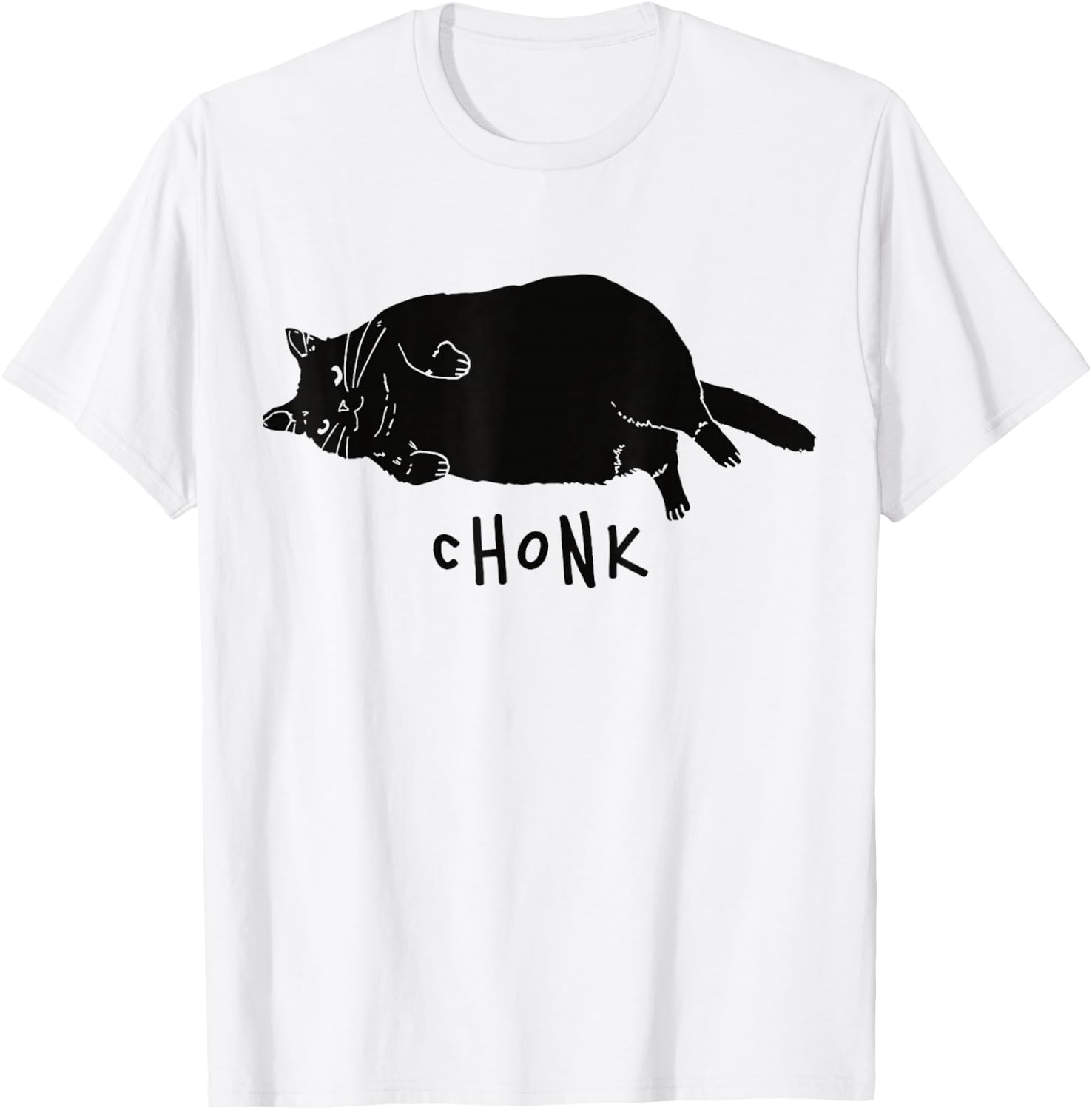 Black Cat Chonk Funny Black Cat Meme Fat Chonky Cat T-Shirt