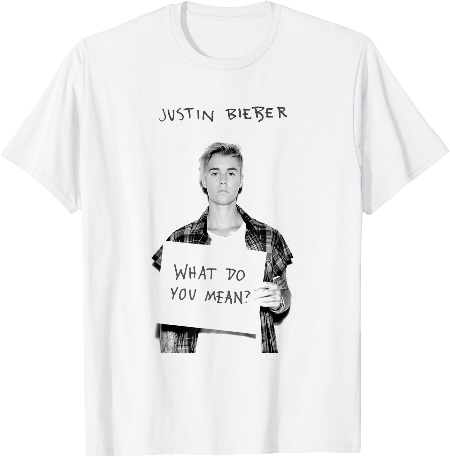 Justin Bieber Official What Do You Mean Single Cover B&W T-Shirt