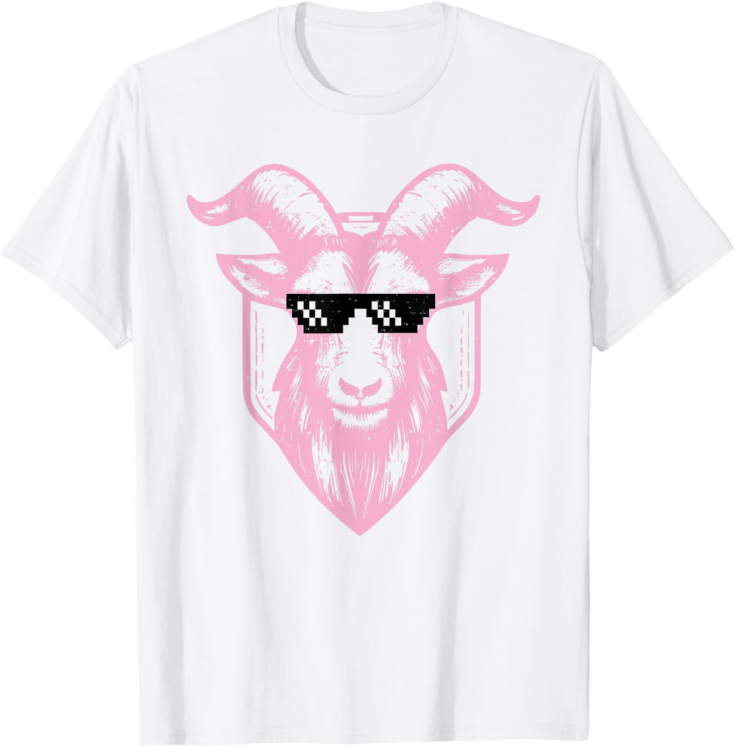Pink Goat Head With Sunglasses Vintage Miami Tee T-Shirt