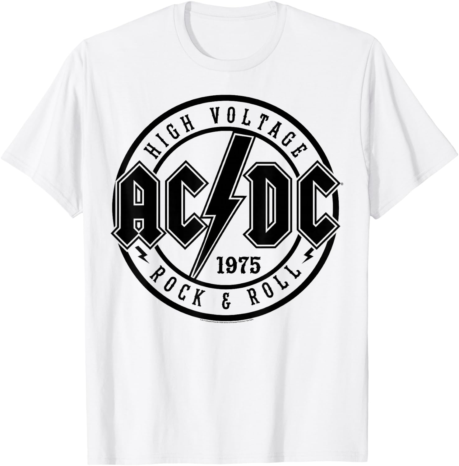 AC/DC Classic White Cotton T-Shirt - Rock & Roll, Adult, Short Sleeve