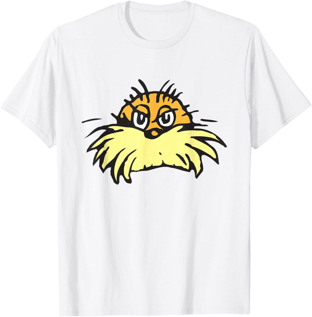 Dr. Seuss The Lorax Face T-Shirt - Unisex, Blue, Small, Short Sleeve, Cotton Blend, Classic Fit, Crew Neck