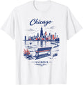 Chicago Vintage Travel Scenic Illustration T-Shirt