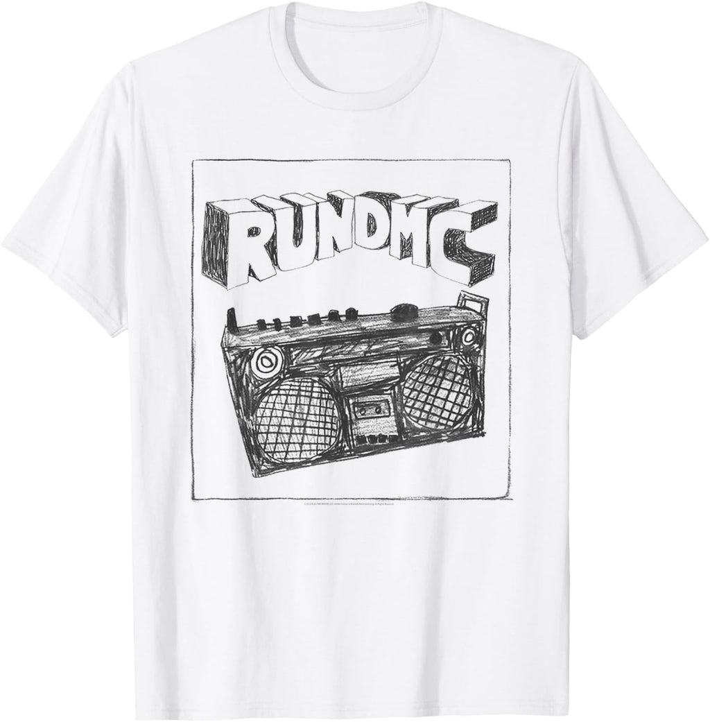 Run DMC Official Boombox Charcoal Sketch T-Shirt