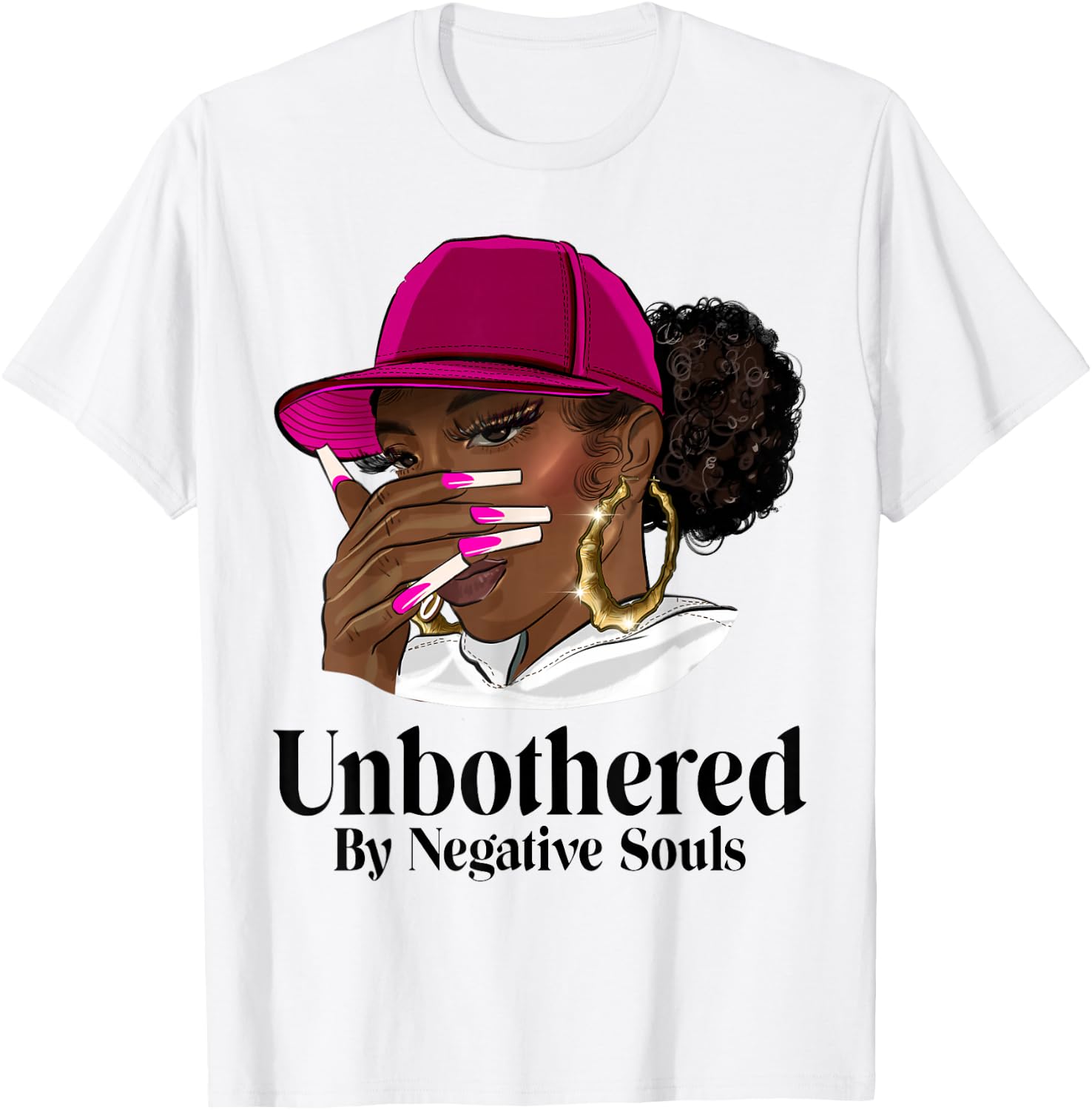 Unbothered Black Woman With Cap African American Afro Queen T-Shirt