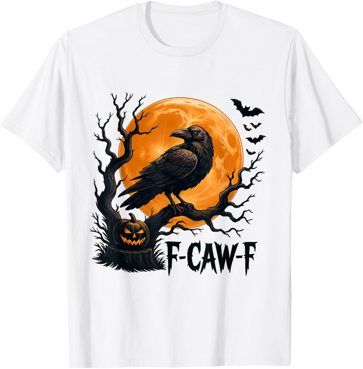 Retro Funny Black Crow F-Caw-F Black Bird Moon Gothic T-Shirt