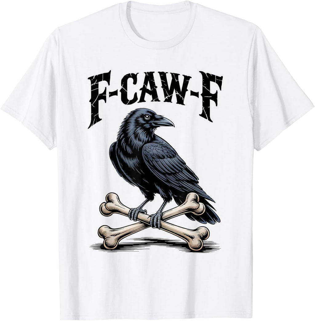 Funny F-Caw-F Crow Gothic Moon Humor Halloween T-Shirt