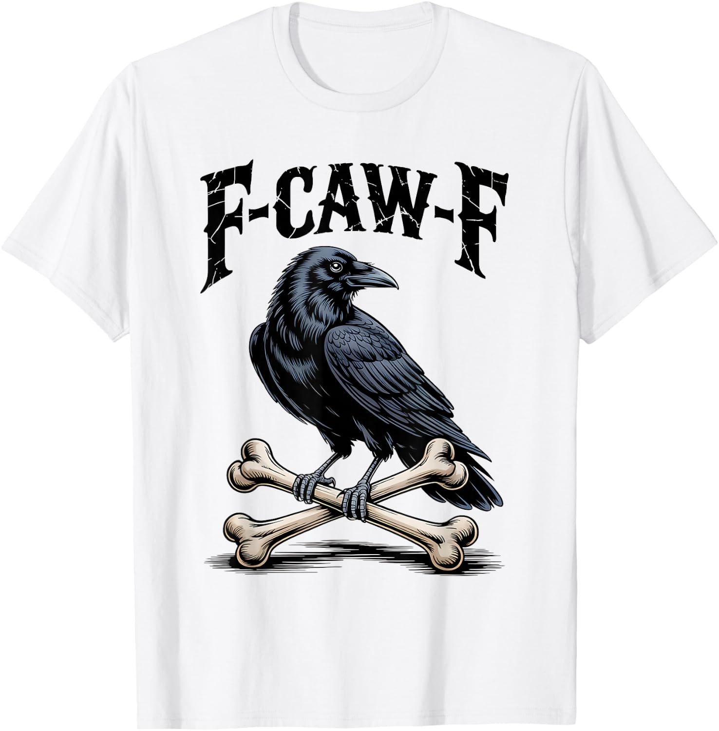 Funny F-Caw-F Crow Gothic Moon Humor Halloween T-Shirt