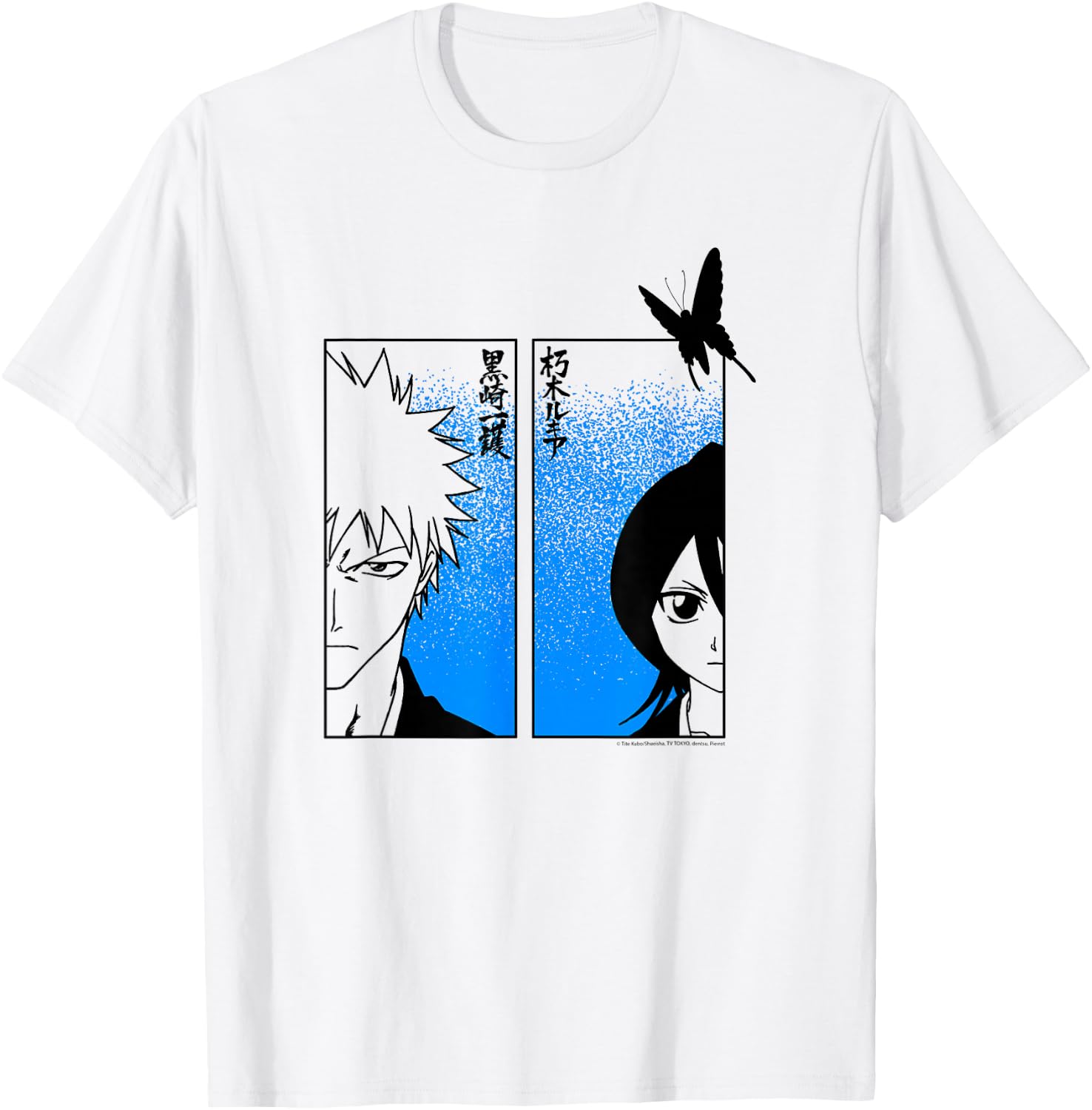 Bleach Ichigo & Rukia Half Faces with Jigokucho Anime T-Shirt