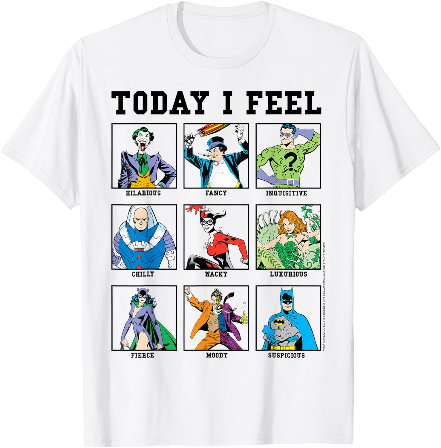 DC Comics Batman Villains Today I Feel Emotional Box Up T-Shirt Small