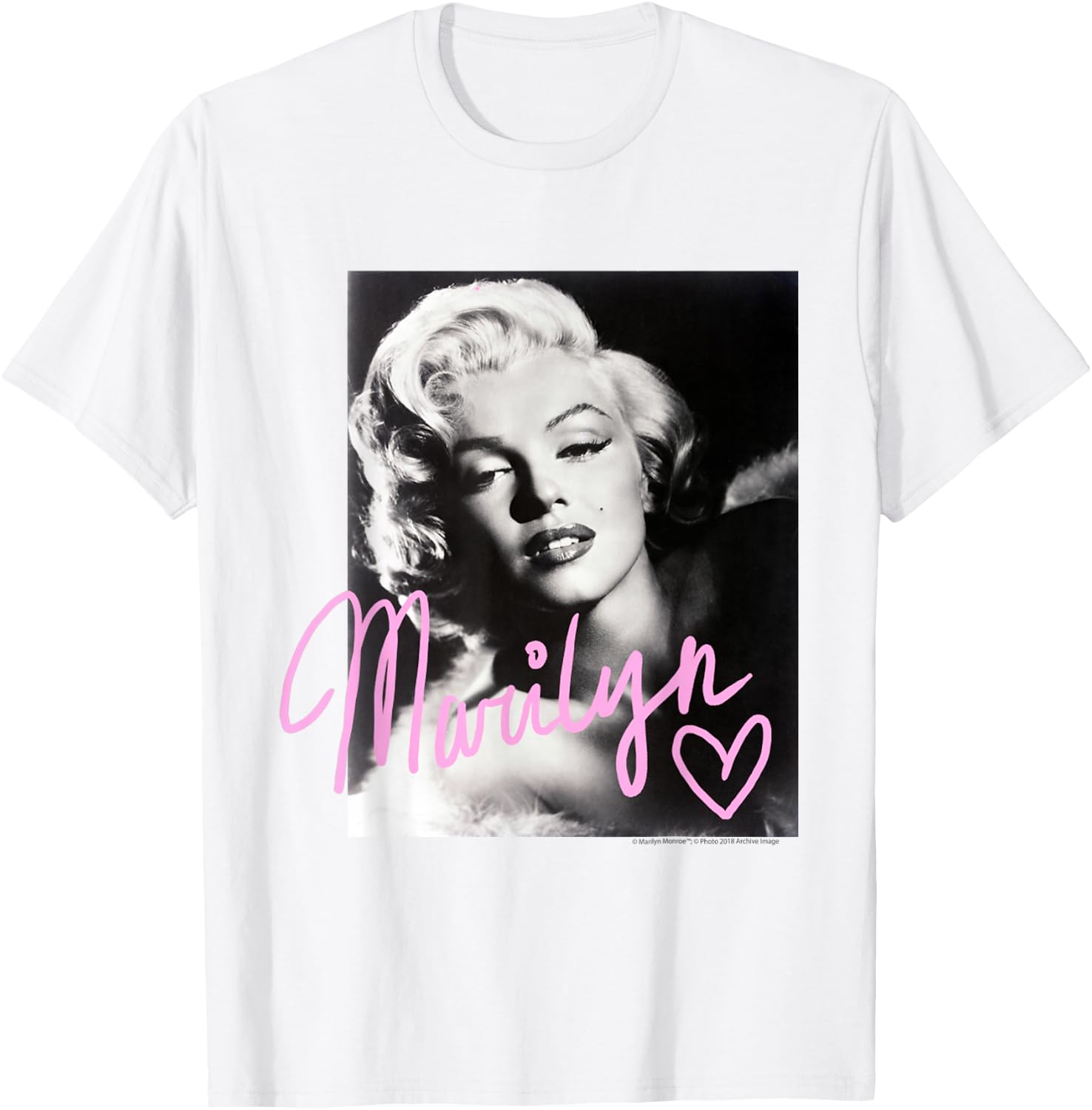 Marilyn Monroe black and white, pink handwriting Short Sleeve T-Shirt